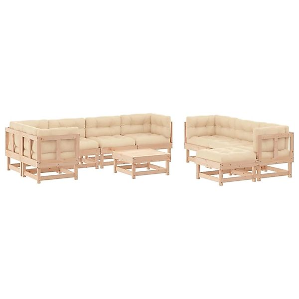 vidaXL 10-Tlg Garten-Lounge-Set mit Kissen Massivholz 3186074 günstig online kaufen