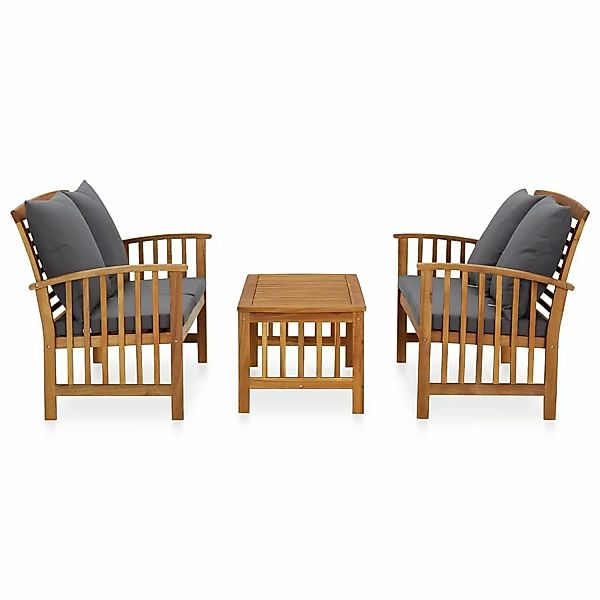 3-tlg. Garten-lounge-set Mit Auflagen Massivholz Akazie günstig online kaufen