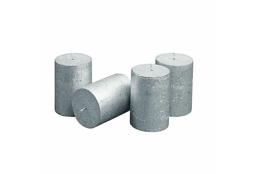 Mirabeau Stumpenkerze Kerze 4er Set Virrans silber (4er Set, 4er Set), none günstig online kaufen