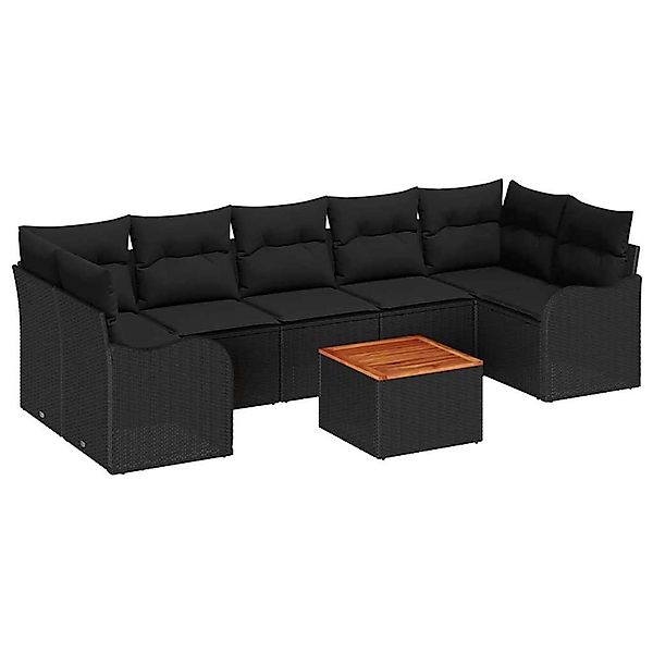 vidaXL Garten-Sofa-Set 8-Tlg Schwarz Poly Rattan 3347422 günstig online kaufen