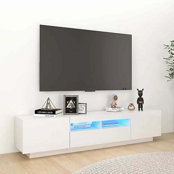 Tv-schrank Mit Led-leuchten Hochglanz-weiß 180x35x40 Cm günstig online kaufen
