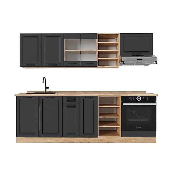 Vicco Küchenzeile R-Line, Anthrazit Landhaus/Goldkraft Eiche, günstig online kaufen