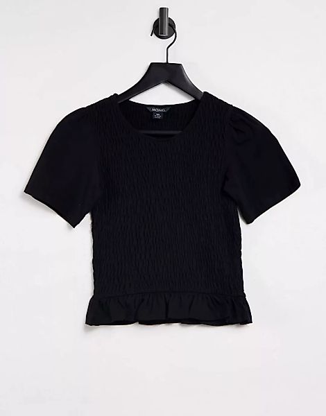 Monki – Kurz geschnittenes T-Shirt in Schwarz günstig online kaufen