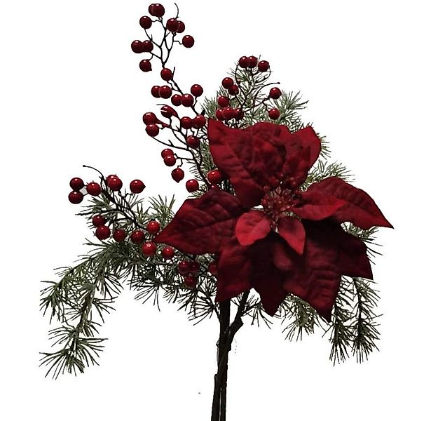 Kunstblumenstrauß Kunst-Blumen Bouquet RED CHRISTMAS BURGUNDROT ca. 65 cm, günstig online kaufen