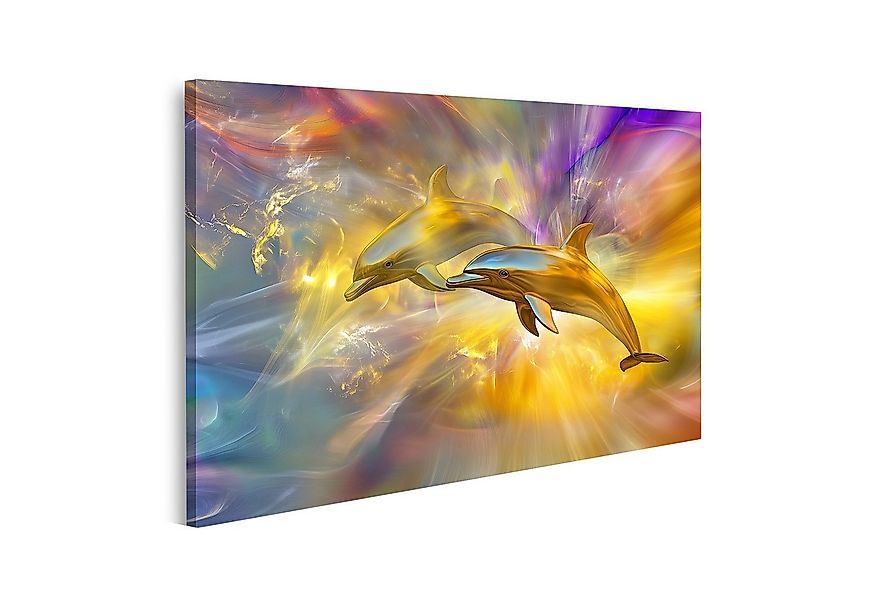 islandburner Leinwandbild, Leuchtende Delfine in magischer Strömung günstig online kaufen