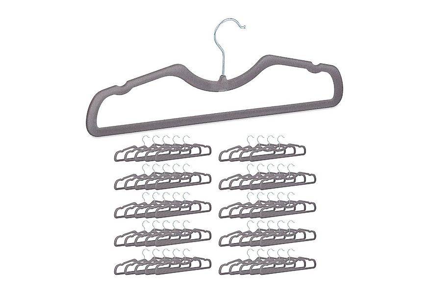 relaxdays Kleiderbügel Samt im 50er Set, grau günstig online kaufen