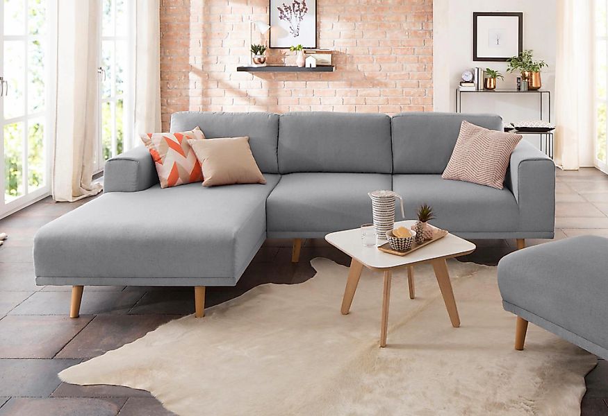 Home affaire Ecksofa "Lasse L-Form", im scandinavischen Stil mit Holzfüßen günstig online kaufen