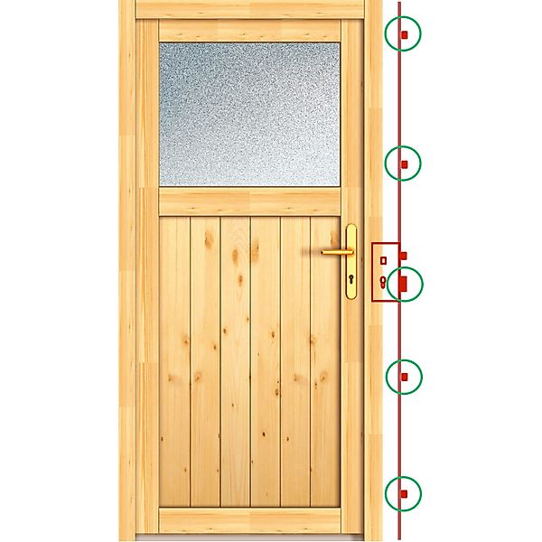 Holz-Nebeneingangstür NET 504 Fichte Natur 98 cm x 200 cm Anschlag Rechts günstig online kaufen