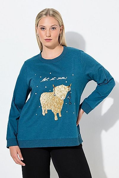 Ulla Popken Sweatshirt Sweatshirt Let it Snow Pailletten Rundhals Langarm günstig online kaufen