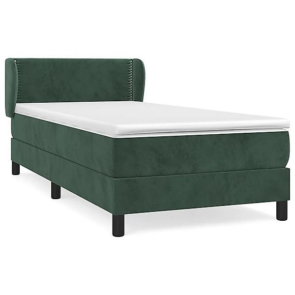 vidaXL Boxspringbett, Boxspringbett mit Matratze Dunkelgrün 90x190 cm Samt günstig online kaufen