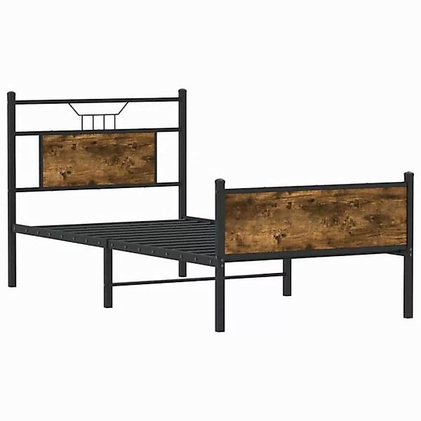 vidaXL Bett Bettgestell ohne Matratze Räuchereiche 75x190 cm Holzwerkstoff günstig online kaufen