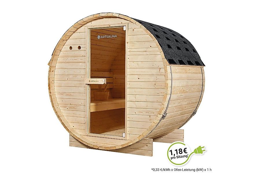 Artsauna Fasssauna Spitzbergen 120, BxTxH: 191 x 120 x 193 cm, für 2 Person günstig online kaufen