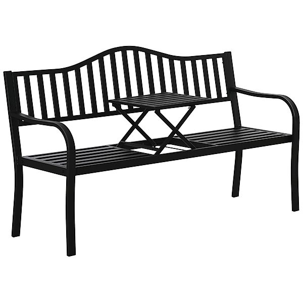 Outsunny Gartenbank mit ausziehbarem Tisch für 2-3 Personen, Metall Parkban günstig online kaufen