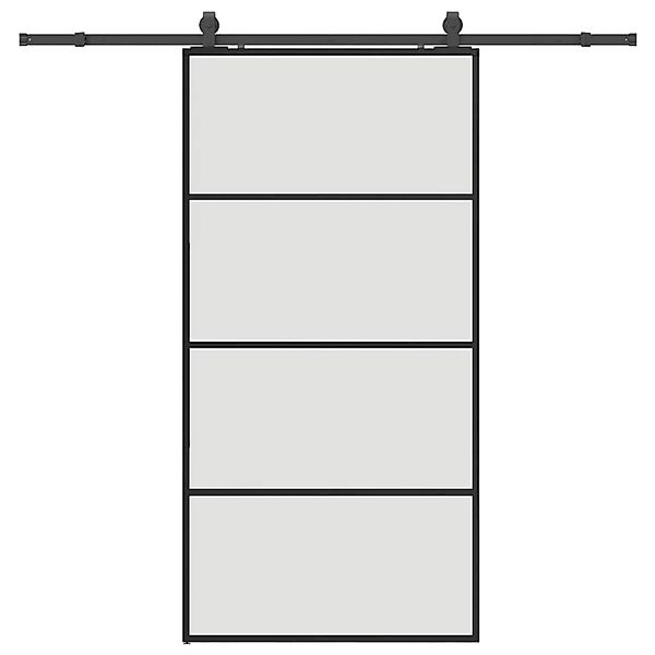 vidaXL Schiebetür mit Beschlag Schwarz 102,5x205 cm ESG-Glas 3375941 günstig online kaufen