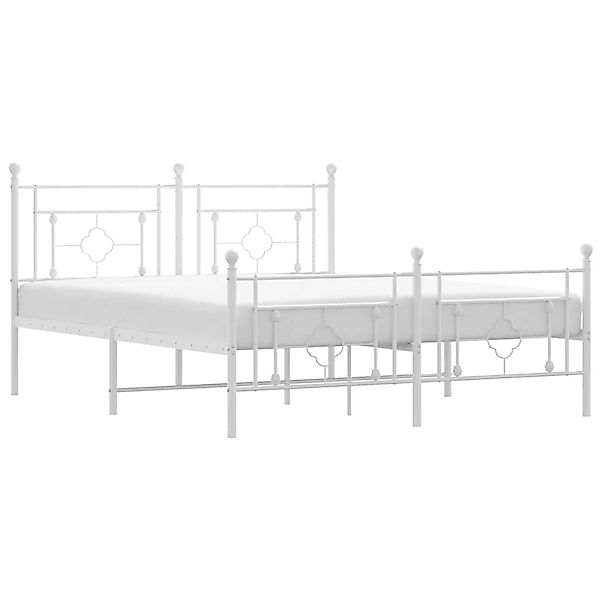 vidaXL Bettgestell mit Kopf- und Fußteil Metall Weiß 150x200 cm 374408 günstig online kaufen