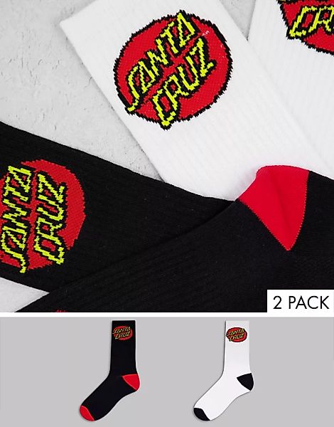 Santa Cruz – Klassische Socken mit Punktdetail in Schwarz/Weiß im 2er-Pack- günstig online kaufen