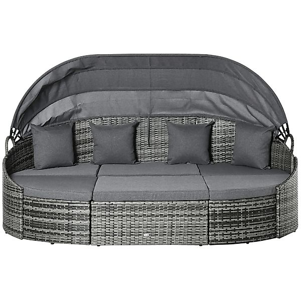Outsunny Gartenliege Metall PE-Rattan Polyester Grey 230B x 145T x 80H cm günstig online kaufen