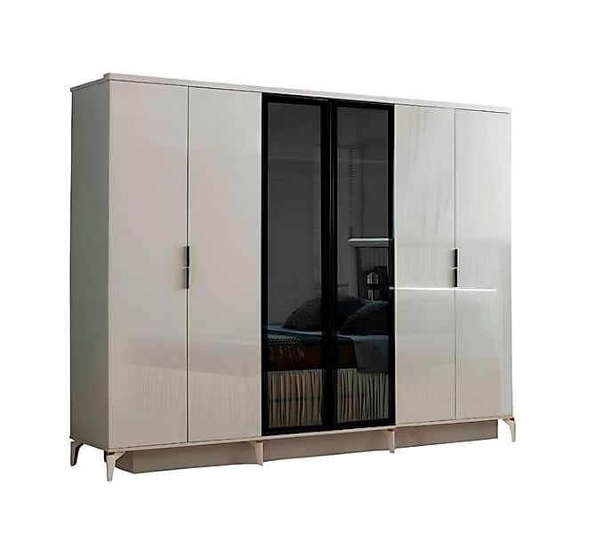 Xlmoebel Kleiderschrank Modernes Weißes Schlafzimmermöbel aus Holz und Glas günstig online kaufen