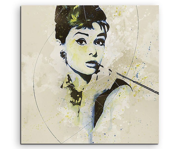Sinus Art Leinwandbild Audrey Hepburn II Aqua 60x60cm Aqua Art Wandbild günstig online kaufen