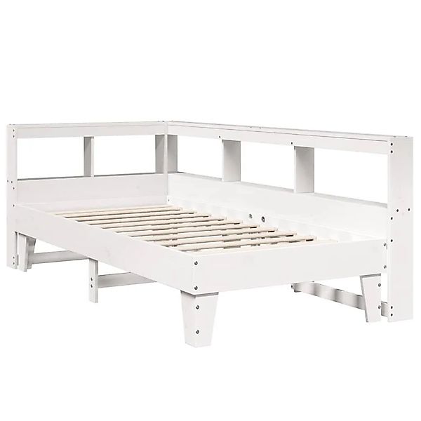 vidaXL Massivholzbett mit Regal ohne Matratze Weiß 100x200 cm Kiefer 332454 günstig online kaufen