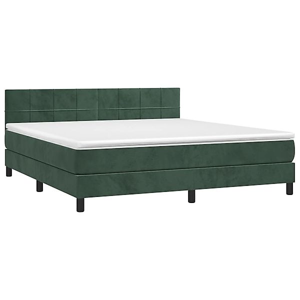 vidaXL Boxspringbett mit Matratze & LED Dunkelgrün 160x200 cm Samt 3134414 günstig online kaufen