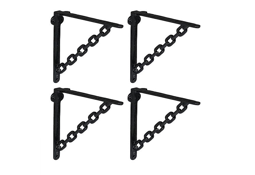 relaxdays Wandregalhalter Regalwinkel 4er Set Ketten-Design, schwarz günstig online kaufen
