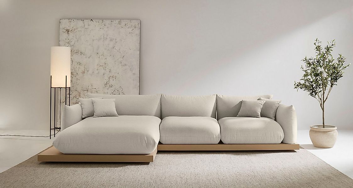 OTTO home Ecksofa Kalix, Polsterecke mit kräftigem Holz-Plateau, moderne Co günstig online kaufen