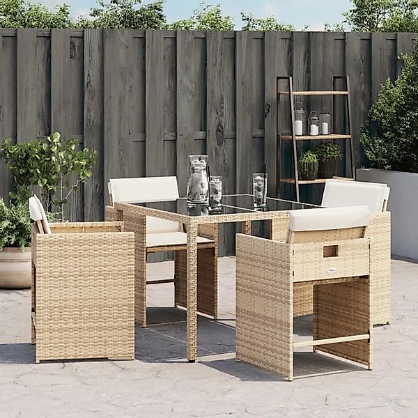 vidaXL Gartenstühle mit Kissen 4 Stk Beige Poly Rattan 364987 günstig online kaufen