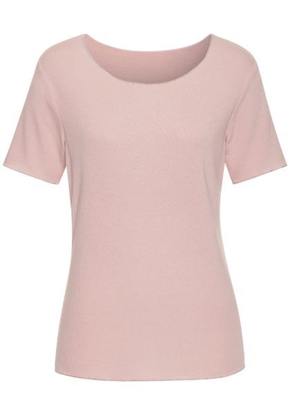 LASCANA Rundhalsshirt "mit feiner Glitzereinfassung" aus weichem Viskose-Fe günstig online kaufen