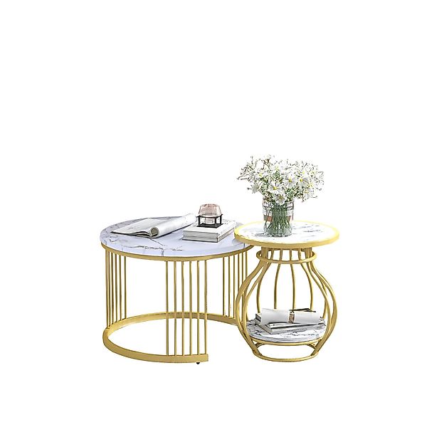 Merax Couchtisch in Marmoroptik mit goldenen günstig online kaufen