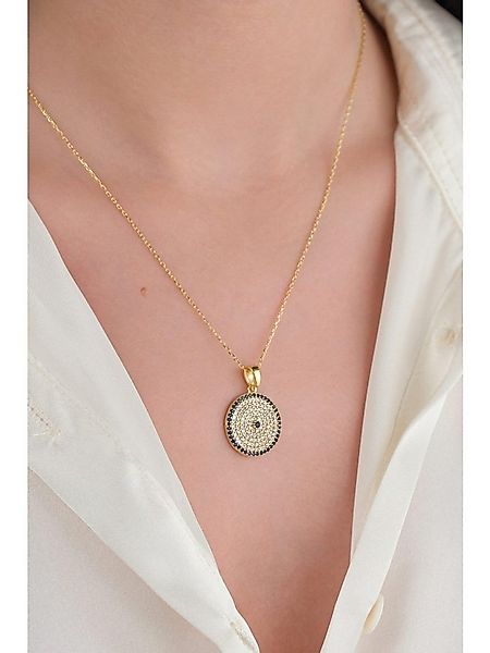 Nisan Kette und Anhänger Set, 925er Sterling Silber Vergoldete Halskette mi günstig online kaufen