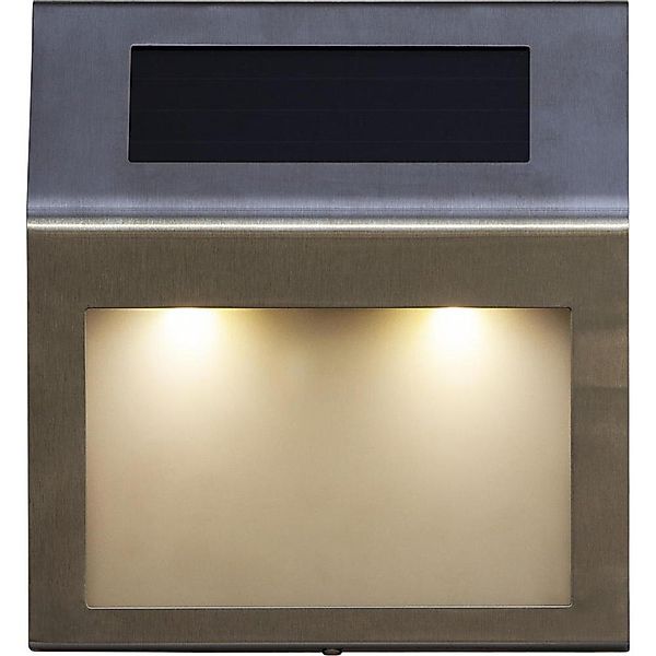 LED Solar Wandleuchte Wally in Silber 0,06W IP44 mit Dämmerungssensor günstig online kaufen