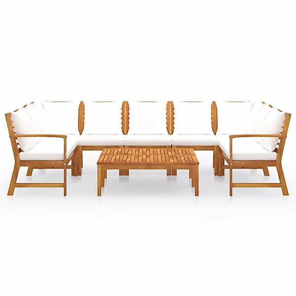 9-tlg. Garten-lounge-set Mit Auflagen Creme Massivholz Akazie günstig online kaufen