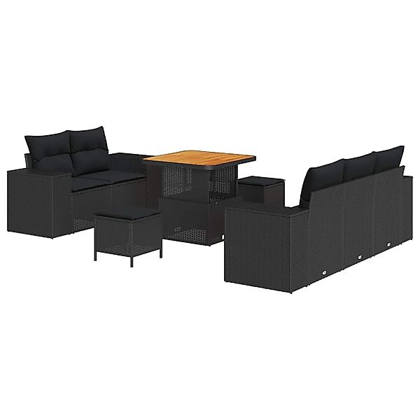 vidaXL Gartensofa-set mit Kissen 8-Tlg Schwarz Poly-Rattan 3363894 günstig online kaufen