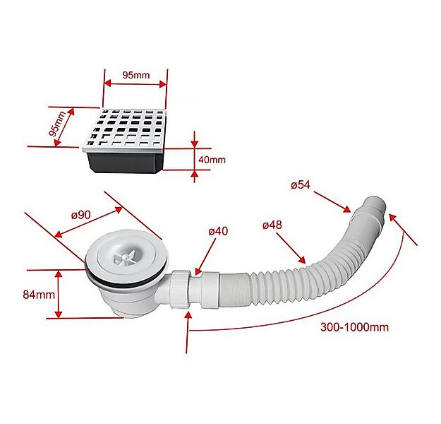 duschspa Ablaufgarnitur Ablaufgarnitur + Ablaufschlauch für Bauplatte Dusch günstig online kaufen