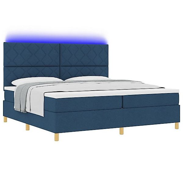 vidaXL Bett Boxspringbett mit Matratze & LED Blau 200x200 cm Stoff (1-tlg) günstig online kaufen