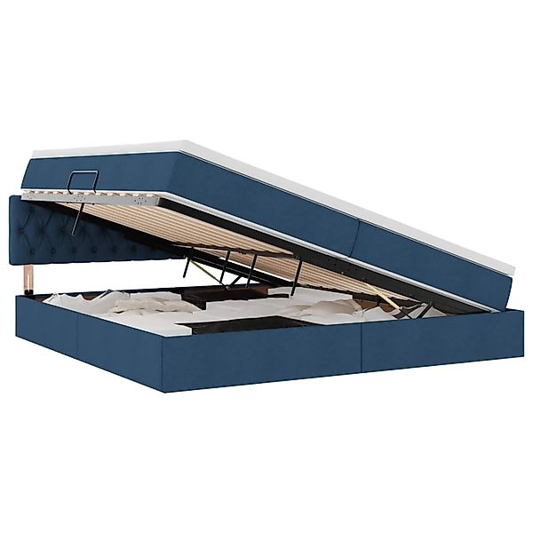 vidaXL Stauraumbett mit Matratze Blau 200 x 200 cm Holzwerkstoff 3370598 günstig online kaufen