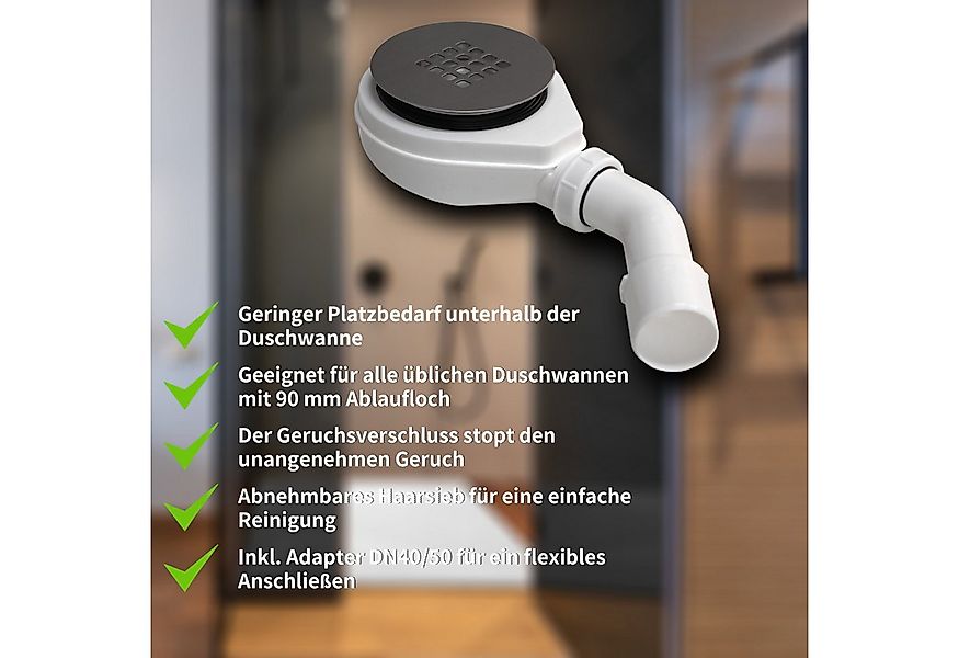 WITEN&NOCK Duschablauf Ablaufgarnitur SET Siphon 90mm mit Geruchsverschluss günstig online kaufen