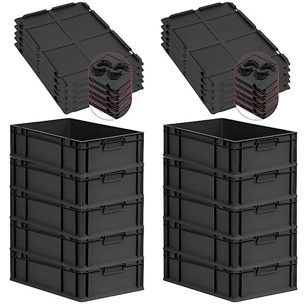 PROREGAL SparSet 10x Eurobox Nextgen Grip Mit Auflagedeckel Und Schwarzen V günstig online kaufen