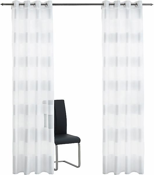 decolife Gardine "Alia" Ösen 1 Stk. tlg. weiße transparent-dichte Blockstei günstig online kaufen