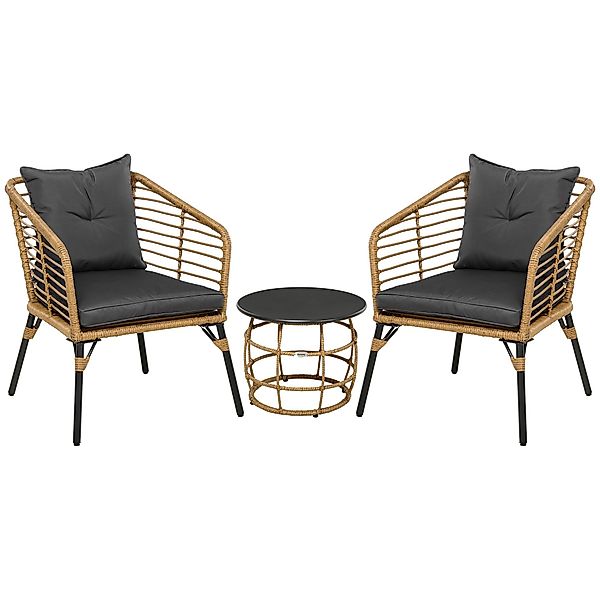 Outsunny Sitzgruppe Bistro-Set, wetterbeständig, (Gartengruppe, 3-tlg., günstig online kaufen