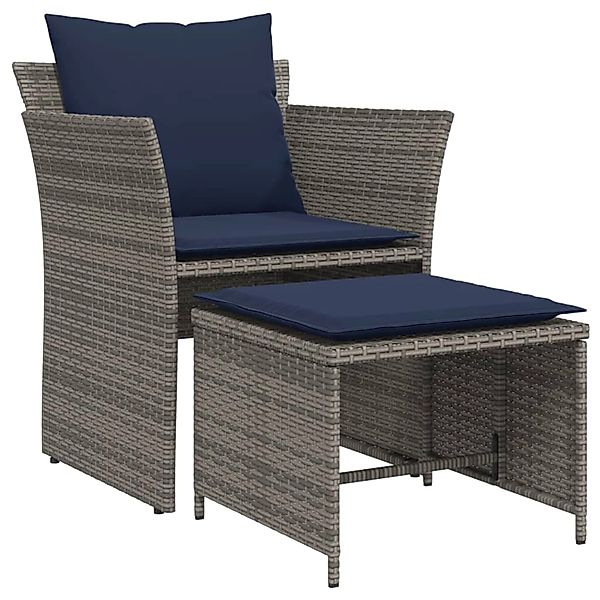 vidaXL Gartenstuhl mit Fußhocker Grau Poly Rattan 368623 günstig online kaufen