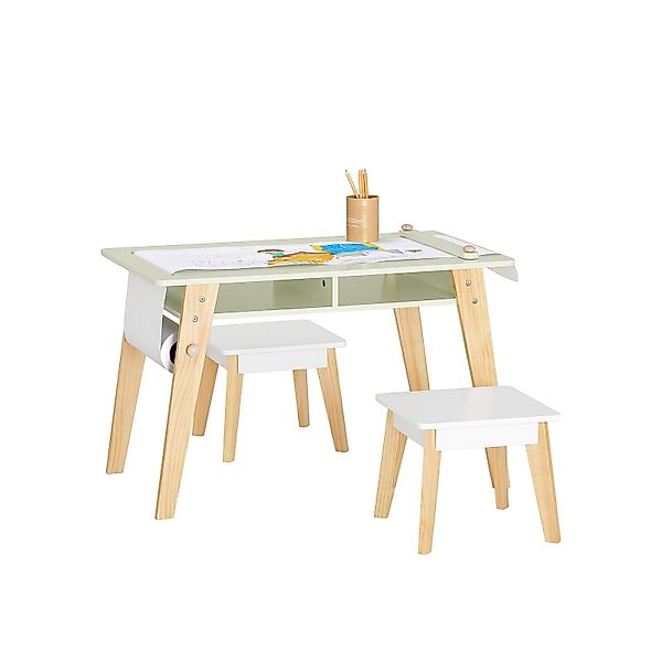 SoBuy Kindertisch mit 2 Stühlen Kindersitzgruppe mit Stauraum Maltisch KMB9 günstig online kaufen
