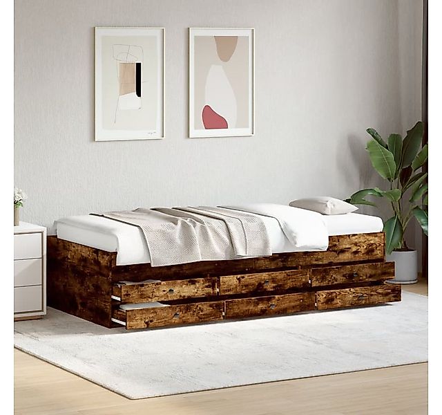 vidaXL Bett, Tagesbett mit Schubladen ohne Matratze Räuchereiche 100x200 cm günstig online kaufen