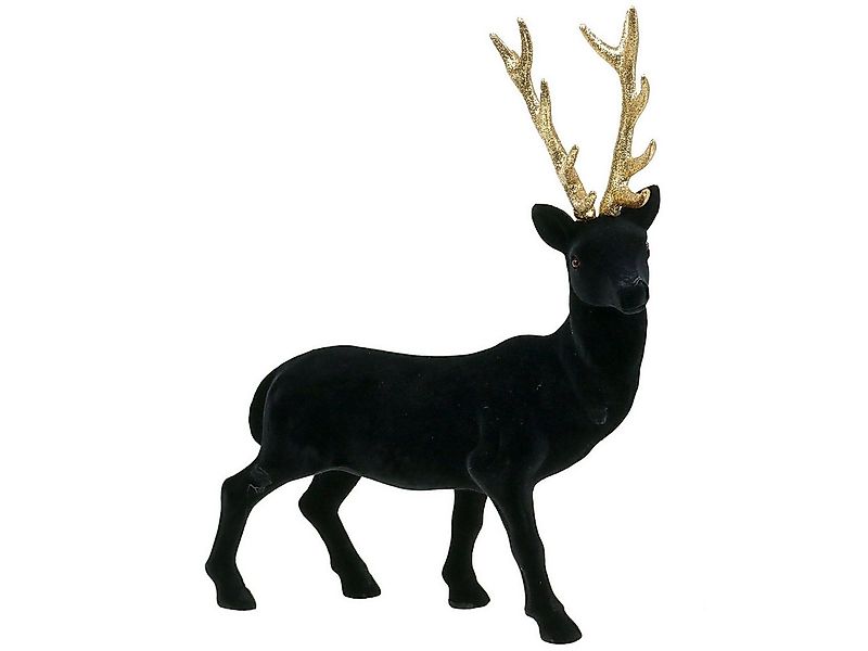Viana Weihnachtsmann Deko-Hirsch beflockt Schwarz, Gold 40cm - Weihnachtsde günstig online kaufen