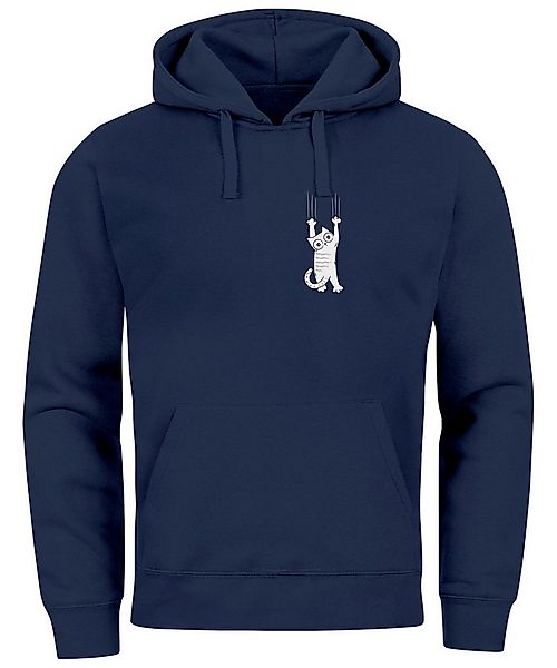 Neverless Hoodie Hoodie Herren Aufdruck Katze Cat Logo lustig Kapuzen-Pullo günstig online kaufen