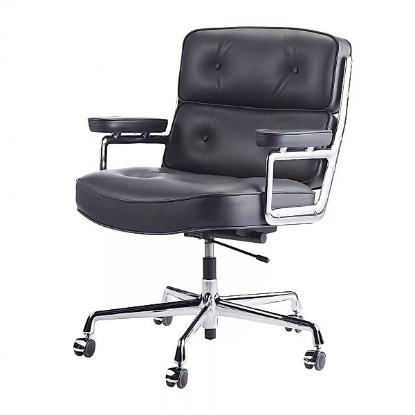 Vitra - Vitra ES 104 Eames Lobby Chair Bürostuhl - asphalt/Sitzfläche Leder günstig online kaufen