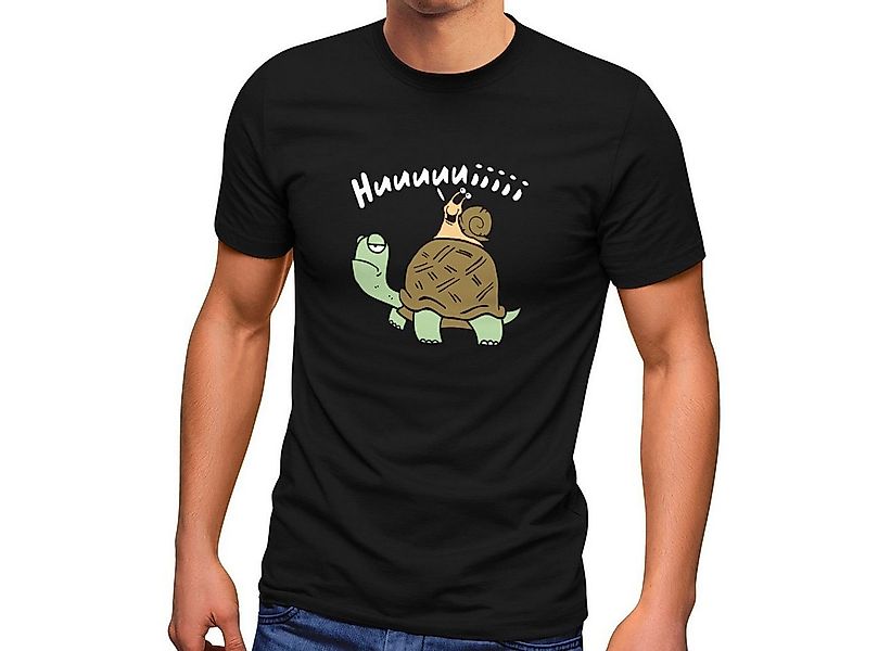 MoonWorks Print-Shirt Herren T-Shirt Schildkröte Schnecke Huuuuiiii Lustig günstig online kaufen