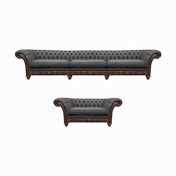 JVmoebel Chesterfield-Sofa Polster Garnitur Sofa Set 2tlg Sofa Dreisitze Te günstig online kaufen