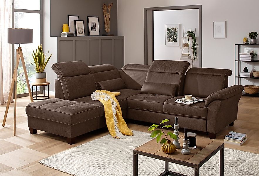 Home affaire Ecksofa "Solvei L-Form" wahlweise auch mit Kopfteilverstellung günstig online kaufen